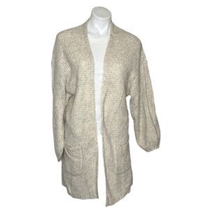 AMERICAN EAGLE Cardigan Open Front Duster Longline Beige Womens Size Large